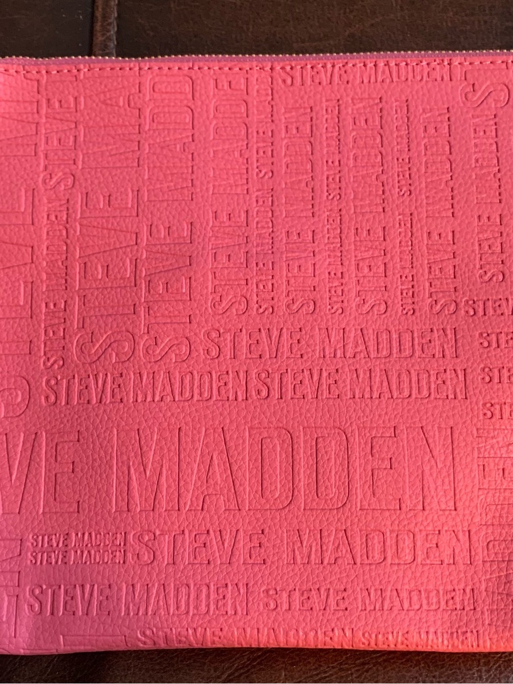 Steve Madden Raspberry Pink Logo-Embossed Clutch - Picture 3 of 6